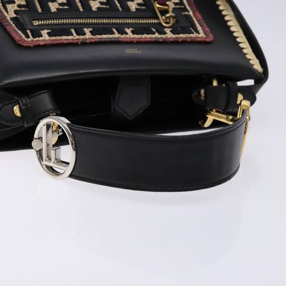 FENDI Hand Bag Leather Black Gold - Picture 7 of 14